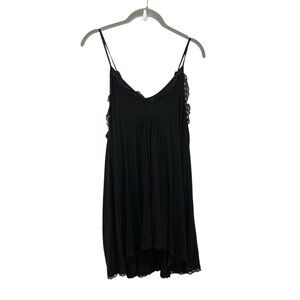 Pol Women's Dress Black Lace Trim Babydoll Jersey Knit‎ Stretch Sleeveless Boho